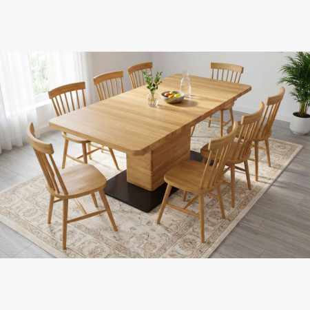 Tölgyfa kihúzható egylábú étkezőasztal