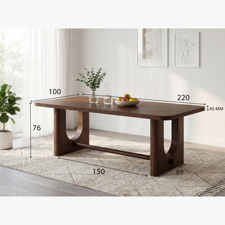 Design étkezőasztal 220 cm dió színben