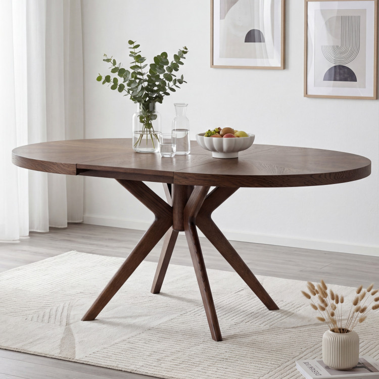 Designos kerek bővíthető étkezőasztal 100 cm dió színben