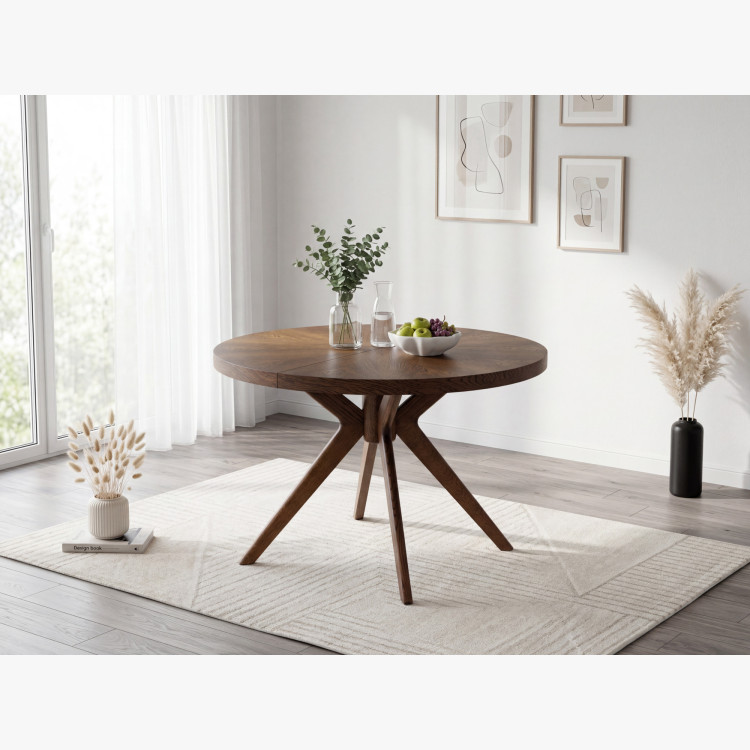 Designos kerek bővíthető étkezőasztal 100 cm dió színben