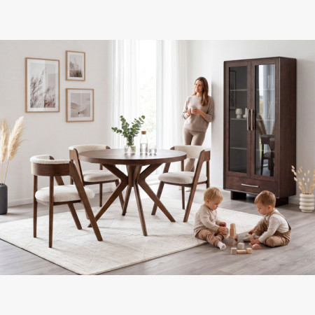 Designos kerek bővíthető étkezőasztal 100 cm dió színben