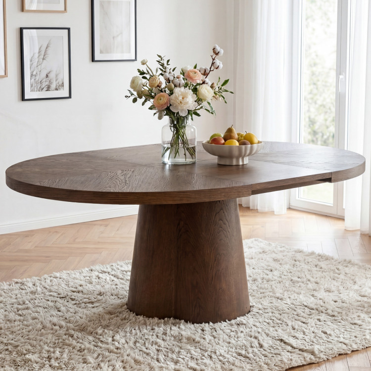 Designos kerek bővíthető asztal 130 cm dió színben