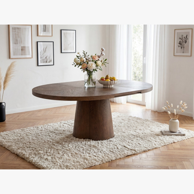 Designos kerek bővíthető asztal 130 cm dió színben