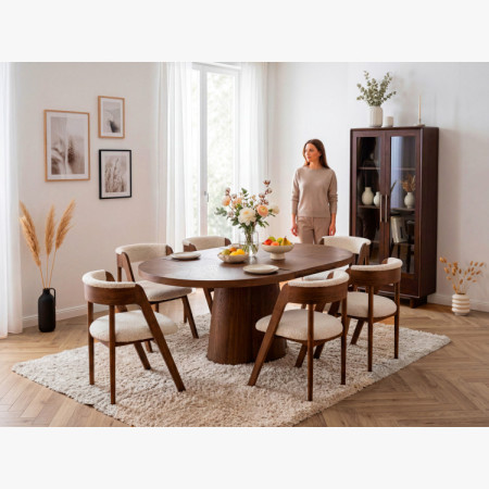 Designos kerek bővíthető asztal 130 cm dió színben