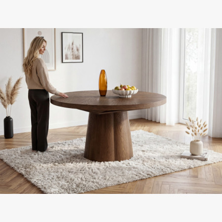 Designos kerek bővíthető asztal 130 cm dió színben