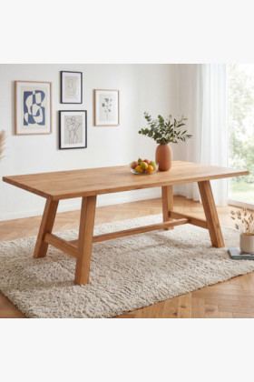 Tölgyfa étkezőasztal 220 x 100 cm téglalap alakú