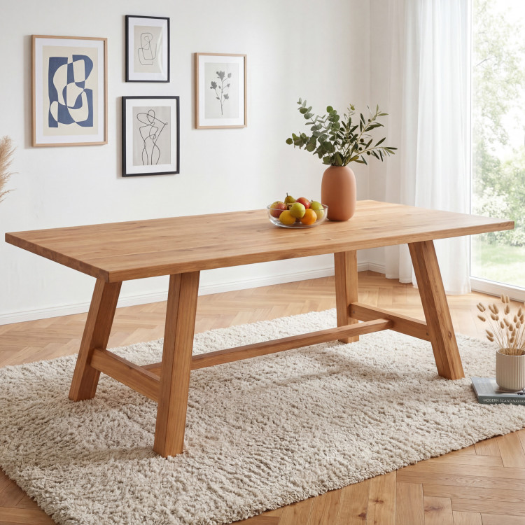 Tölgyfa étkezőasztal 220 x 100 cm téglalap alakú