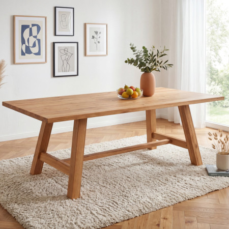 Tölgyfa étkezőasztal 220 x 100 cm téglalap alakú