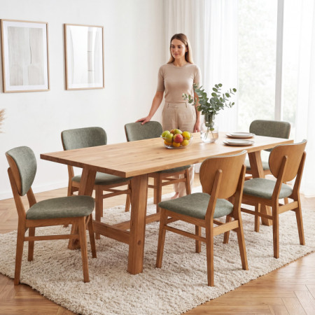 Tölgyfa étkezőasztal 220 x 100 cm téglalap alakú