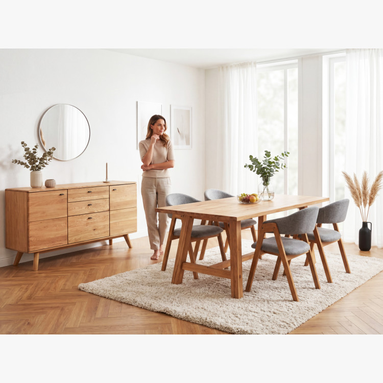 Tölgyfa étkezőasztal 220 x 100 cm téglalap alakú