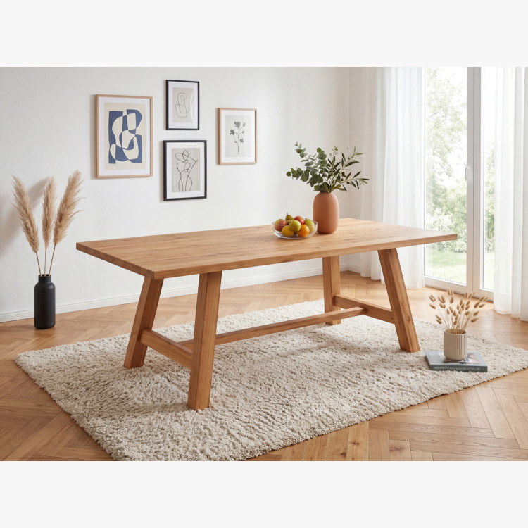 Tölgyfa étkezőasztal 220 x 100 cm téglalap alakú