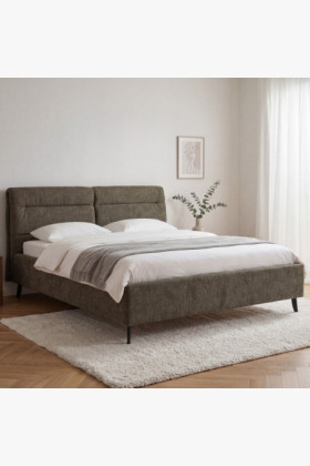 Sötétzöld kárpitozott franciaágy tárolóval, lamellás ágyráccsal, fém