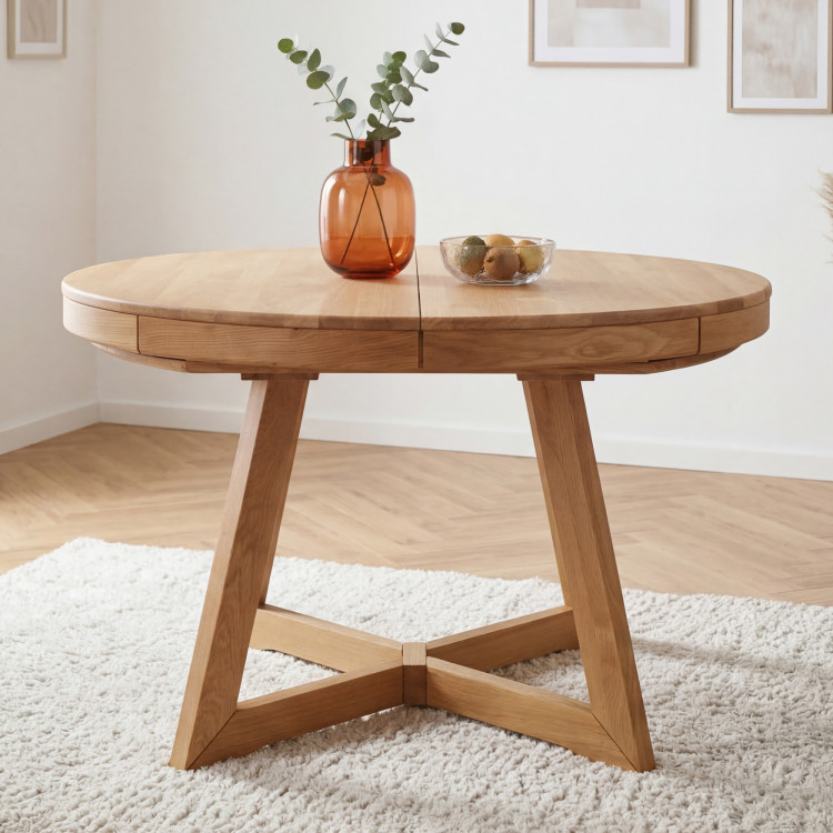 Tölgyfa kihúzható étkezőasztal Valencia 120–200 cm