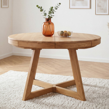 Tölgyfa kihúzható étkezőasztal Valencia 120–200 cm