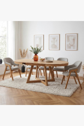 Tölgyfa kihúzható étkezőasztal Valencia 120–200 cm 2