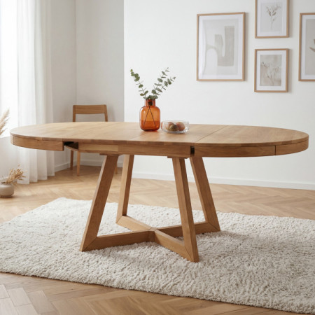 Tölgyfa kihúzható étkezőasztal Valencia 120–200 cm