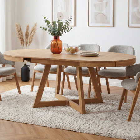 Tölgyfa kihúzható étkezőasztal Valencia 120–200 cm