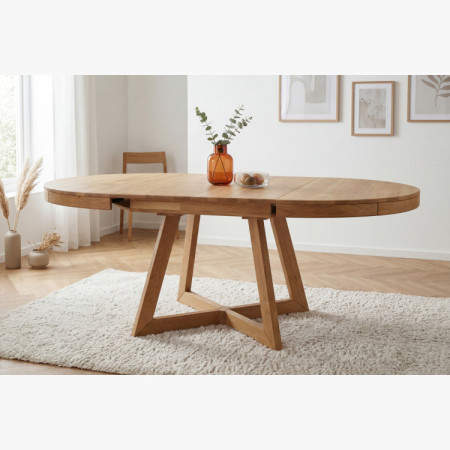 Tölgyfa kihúzható étkezőasztal Valencia 120–200 cm