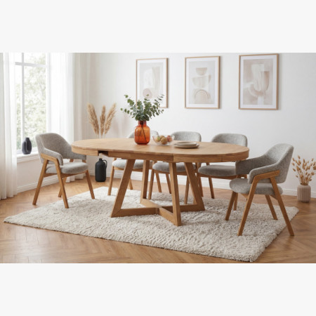 Tölgyfa kihúzható étkezőasztal Valencia 120–200 cm