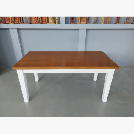 Tömörfa asztal Fance fehér-barna 160 x 80 cm (outlet)
