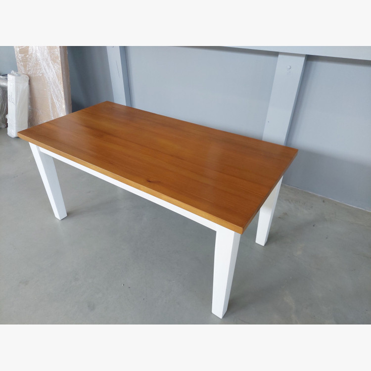 Tömörfa asztal Fance fehér-barna 160 x 80 cm (outlet)