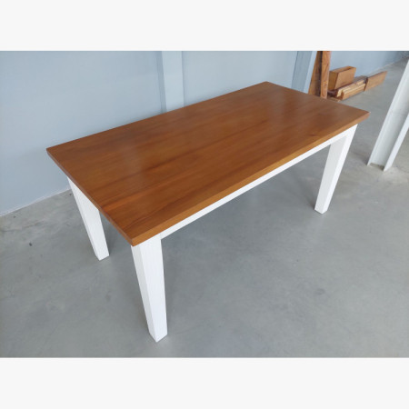 Tömörfa asztal Fance fehér-barna 160 x 80 cm (outlet)