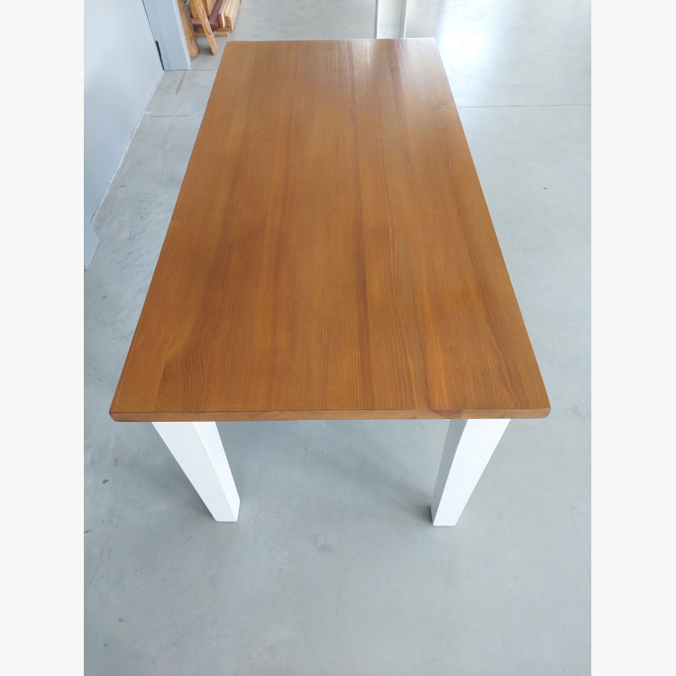 Tömörfa asztal Fance fehér-barna 160 x 80 cm (outlet)