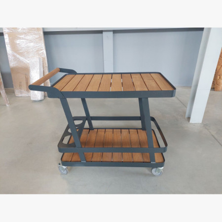 Luxus kerti tálalóasztal – alumínium és fa (bemutató darab, outlet)