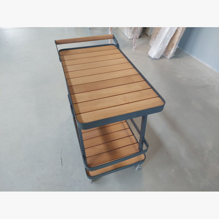 Luxus kerti tálalóasztal – alumínium és fa (bemutató darab, outlet)