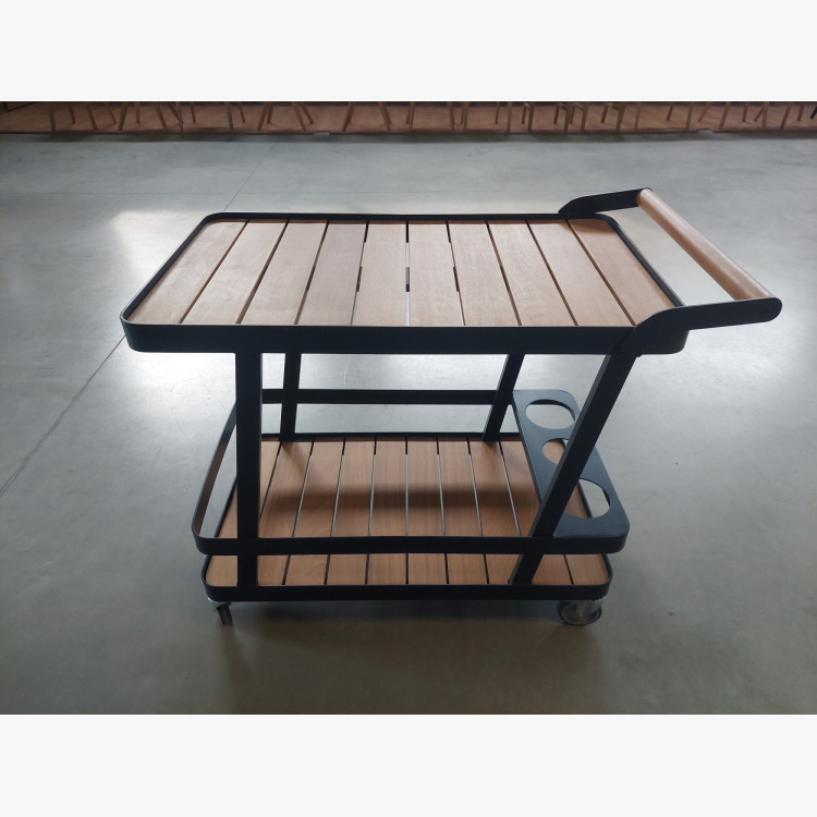 Luxus kerti tálalóasztal – alumínium és fa (bemutató darab, outlet)