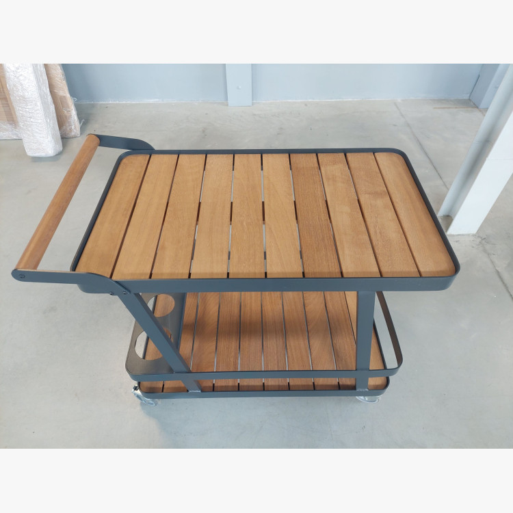 Luxus kerti tálalóasztal – alumínium és fa (bemutató darab, outlet)