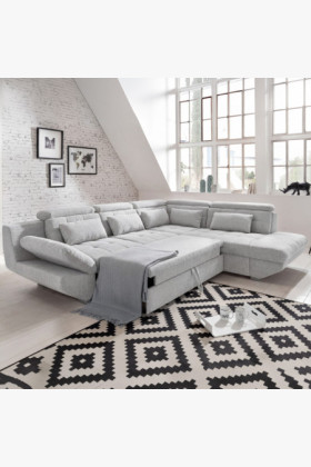 Sarok ülőgarnitúra  szürke – jobb oldali sarok ágyazható és tárolóval 2