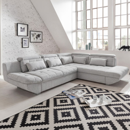 Sarok ülőgarnitúra  szürke – jobb oldali sarok ágyazható és tárolóval