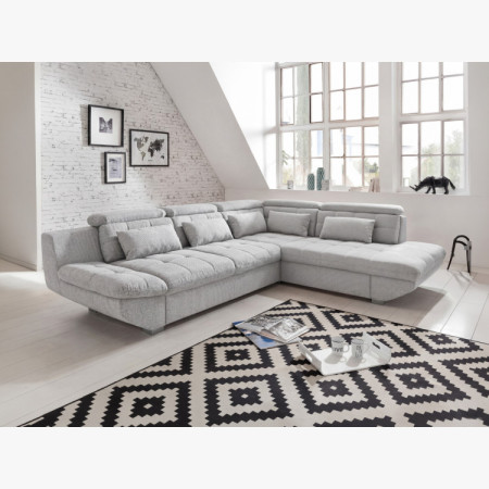 Sarok ülőgarnitúra  szürke – jobb oldali sarok ágyazható és tárolóval