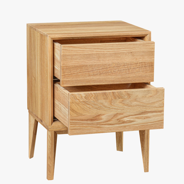 Tölgyfa éjjeliszekrény Oslo 2 fiókkal – tömör tölgy