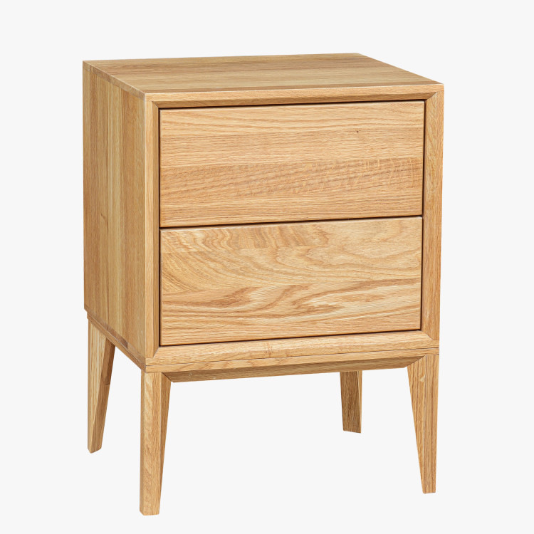 Tölgyfa éjjeliszekrény Oslo 2 fiókkal – tömör tölgy