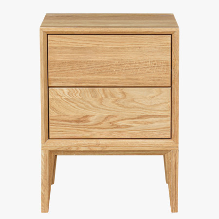 Tölgyfa éjjeliszekrény Oslo 2 fiókkal – tömör tölgy