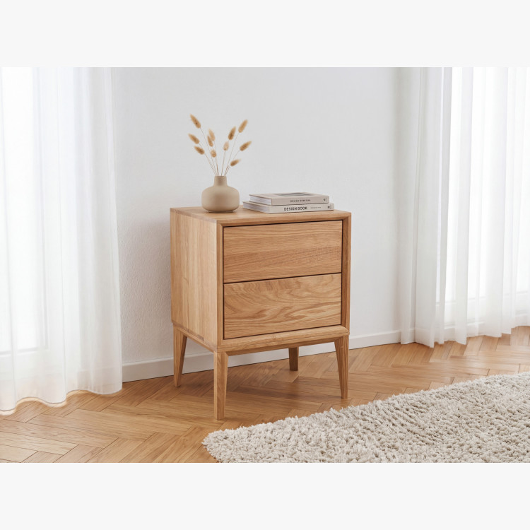 Tölgyfa éjjeliszekrény Oslo 2 fiókkal – tömör tölgy