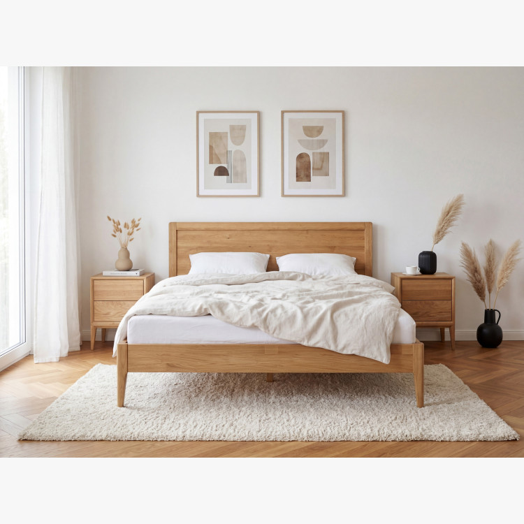 Tölgyfa éjjeliszekrény Oslo 2 fiókkal – tömör tölgy