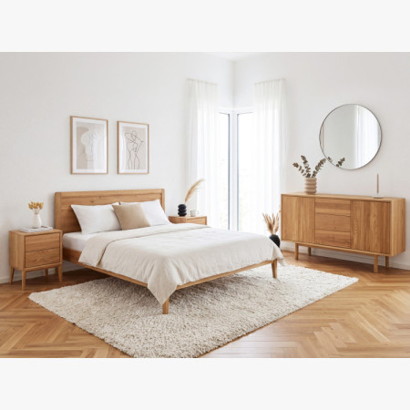 Tölgyfa éjjeliszekrény Oslo 2 fiókkal – tömör tölgy