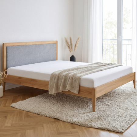Franciaágy tölgy lábakkal 180 x 200 cm, Szövetes fejtámla