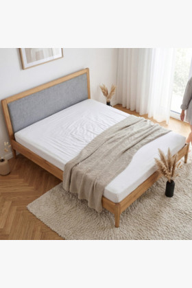 Franciaágy tölgy lábakkal 180 x 200 cm, Szövetes fejtámla 2