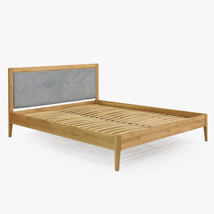 Franciaágy tölgy lábakkal 180 x 200 cm, Szövetes fejtámla