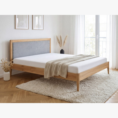 Franciaágy tölgy lábakkal 180 x 200 cm, Szövetes fejtámla