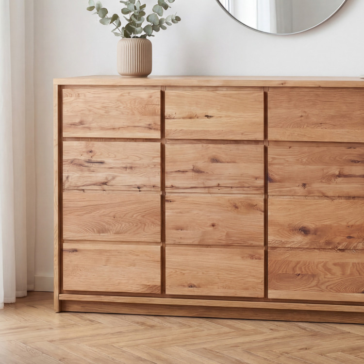 Széles tölgyfa komód tölgyfából – szélesség 171,5 cm