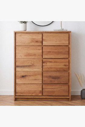 Magas tölgyfa komód tölgyből – ajtók és 5 fiók