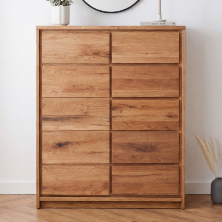 Magas tölgyfa komód tölgyből – ajtók és 5 fiók