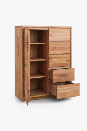 Magas tölgyfa komód tölgyből – ajtók és 5 fiók 2