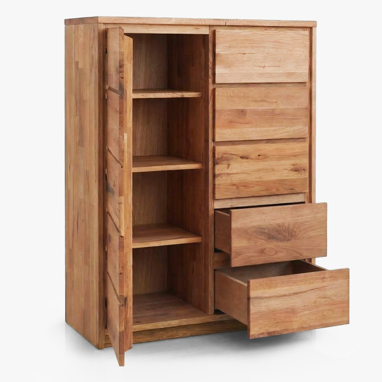 Magas tölgyfa komód tölgyből – ajtók és 5 fiók