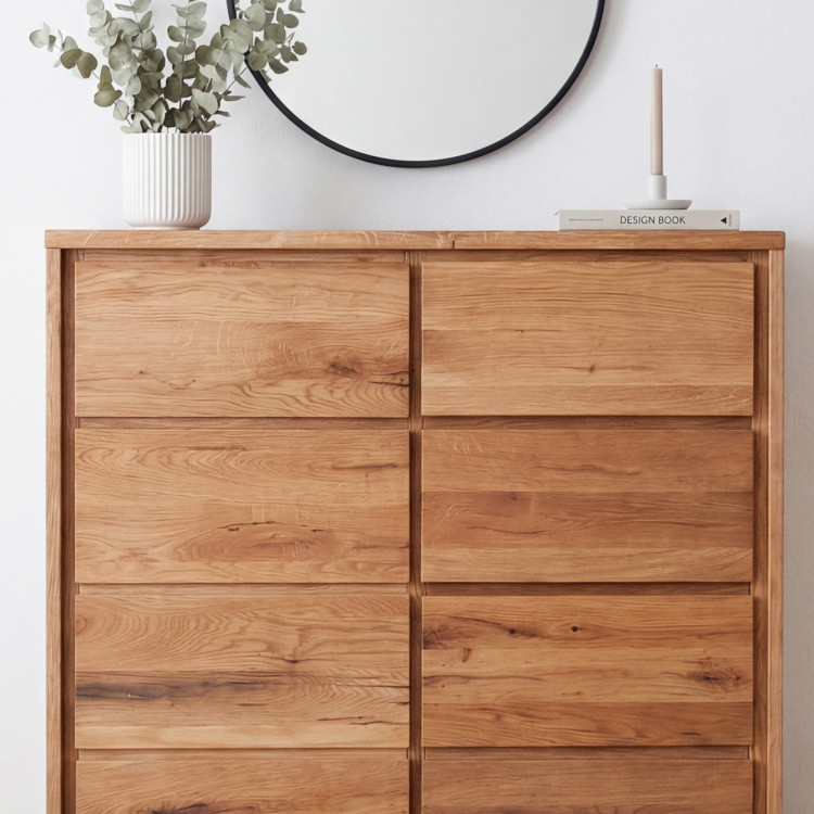 Magas tölgyfa komód tölgyből – ajtók és 5 fiók